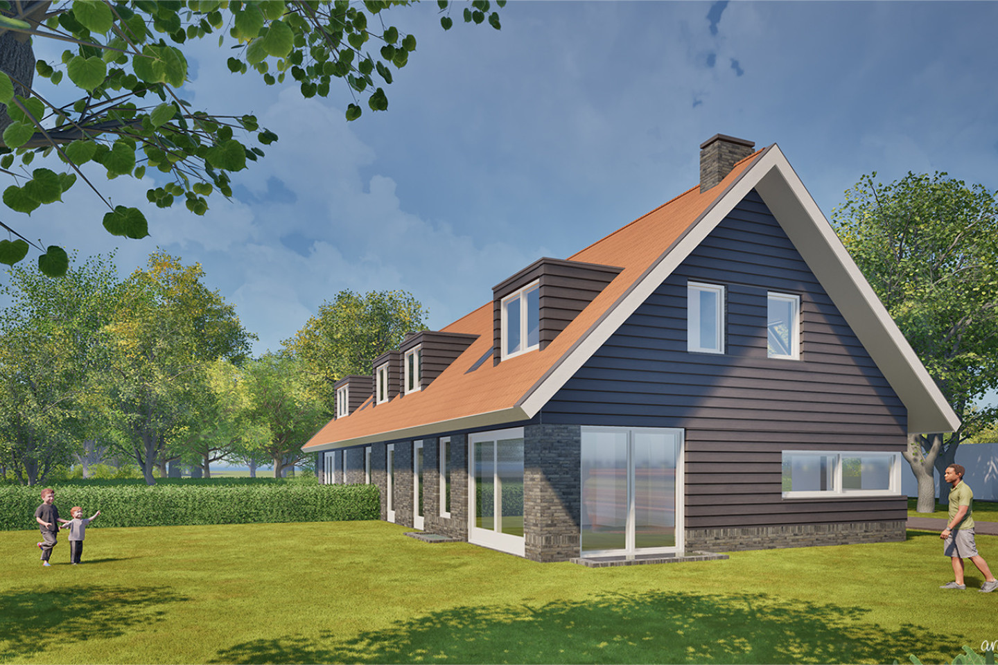 nieuwbouw schuurwoning, landelijk wonen, twee-onder-één- kap woning, schuurwoning