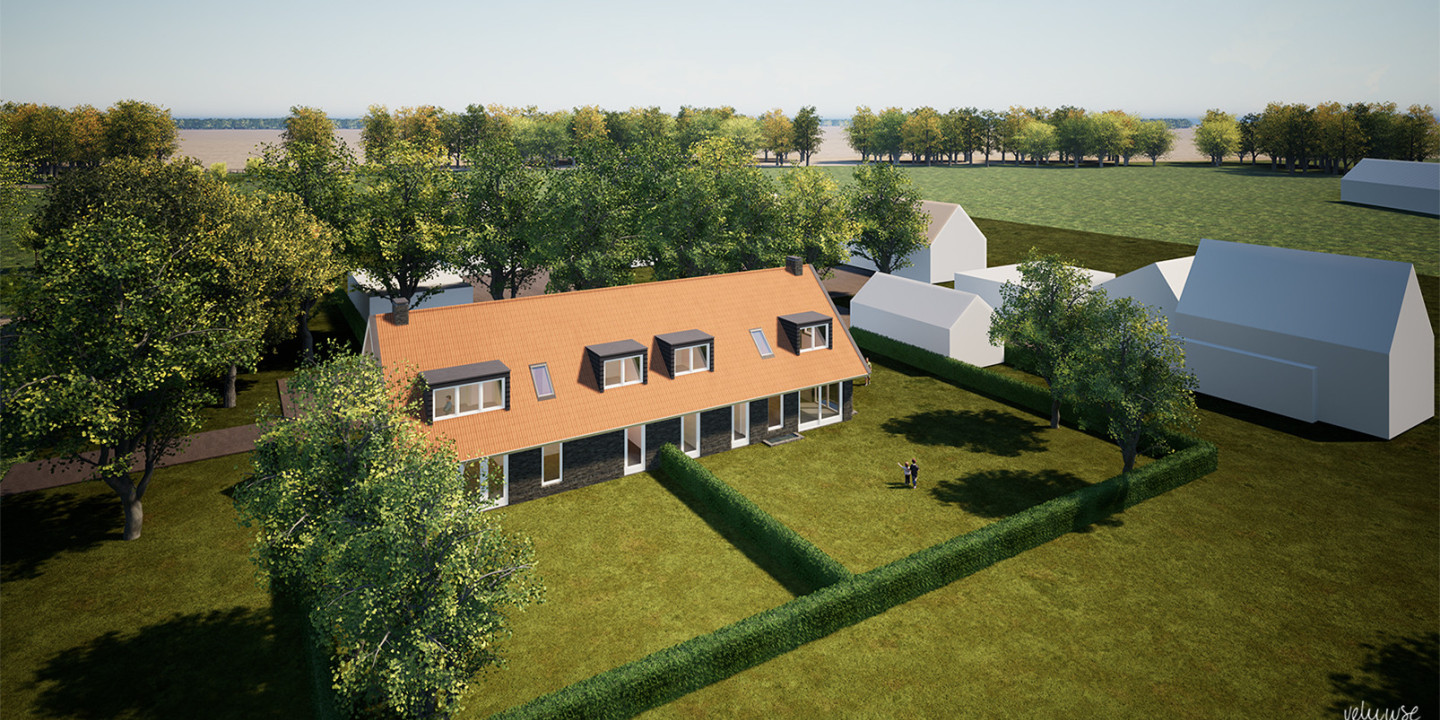 nieuwbouw schuurwoning, landelijk wonen, twee-onder-één- kap woning, schuurwoning