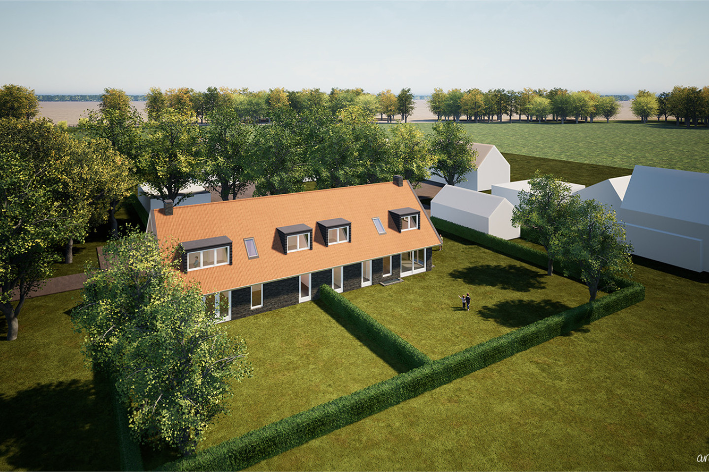 nieuwbouw schuurwoning, landelijk wonen, twee-onder-één- kap woning, schuurwoning